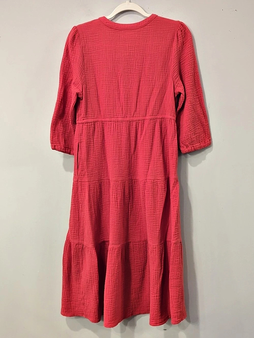 Marine Layer Willow Doublecloth Midi Dress in Red size Small Pockets 100% Cotton image 8